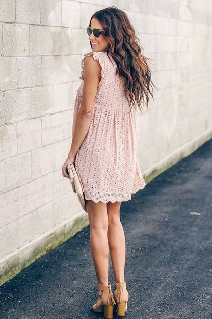 Romantisches Sommerkleid mit Lochstickerei und Volantärmeln - Livezo