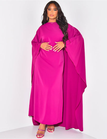 Robe Maxi Élégante à Cape Flottante pour Femmes