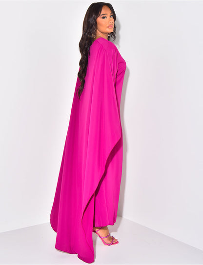 Robe Maxi Élégante à Cape Flottante pour Femmes