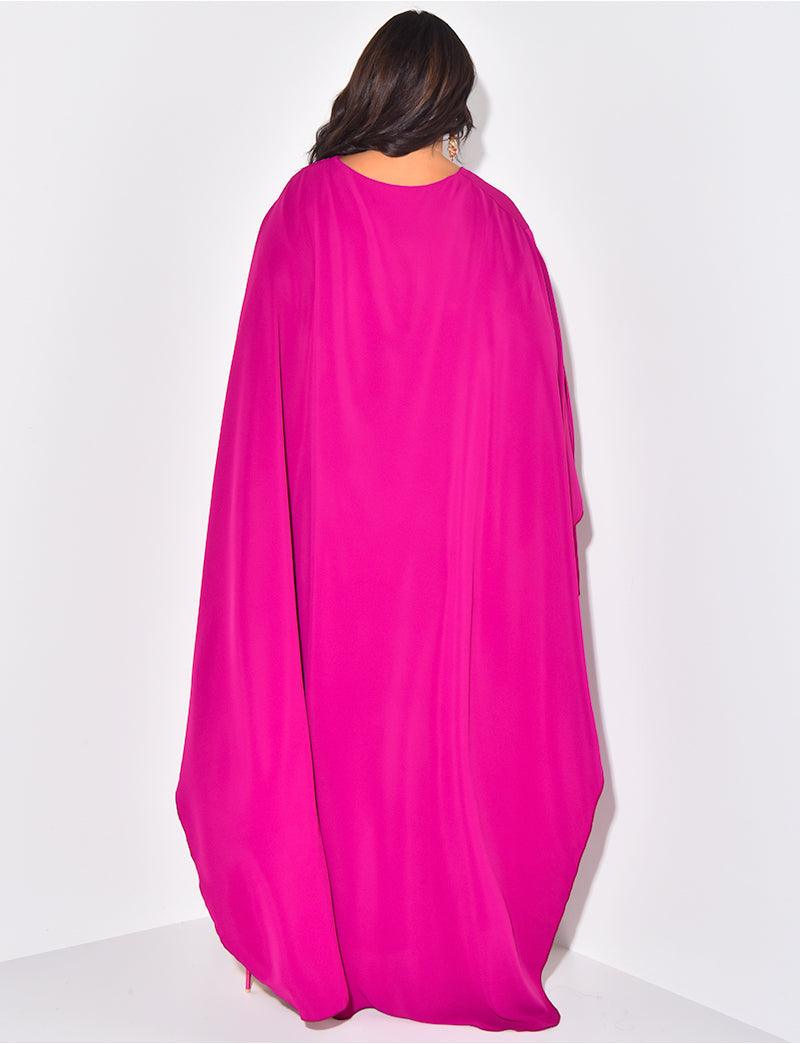 Robe Maxi Élégante à Cape Flottante pour Femmes