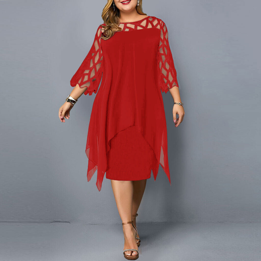 Robe Midi en Chiffon à Manches Cape pour Femme