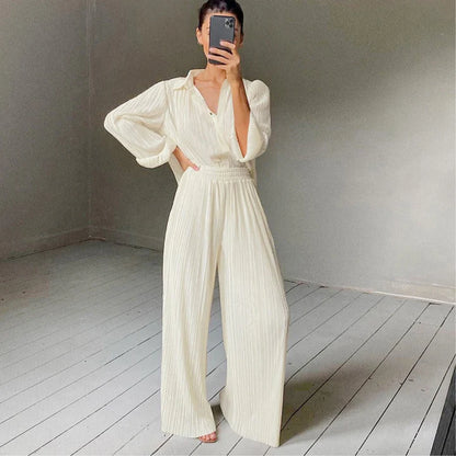 Ensemble Chemise Longue et Pantalon Stylé Pour Femme