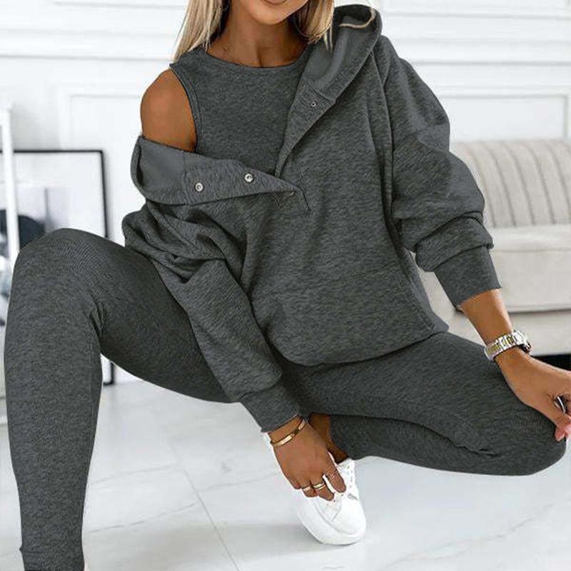 Ensemble 3 pièces boutonné Comfy Versatile femmes