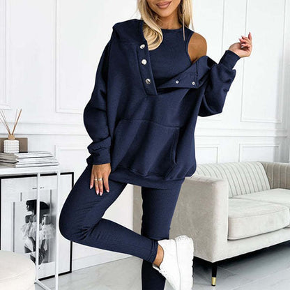 Ensemble 3 pièces boutonné Comfy Versatile femmes