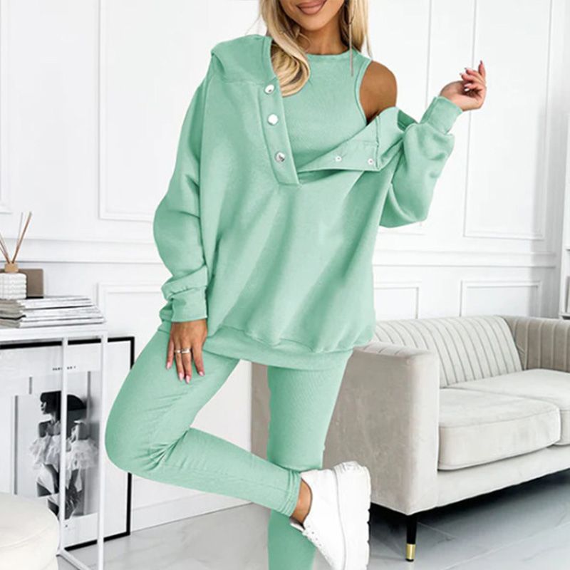 Ensemble 3 pièces boutonné Comfy Versatile femmes