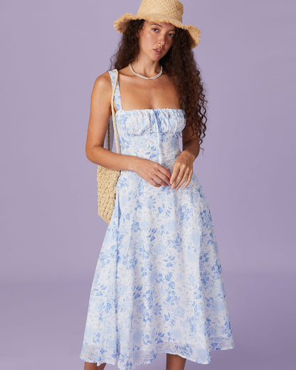 Robe mi longue froncée à fleurs Radiant pour femmes