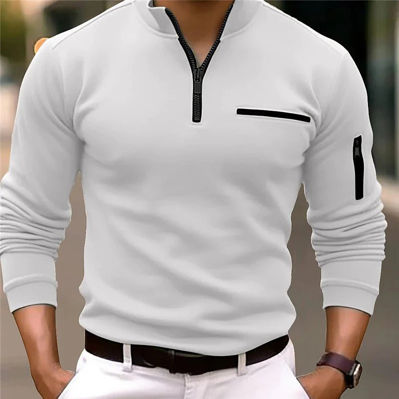 Polo Shirt Ajusté pour Hommes avec Zip Quart