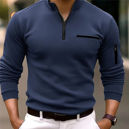 Polo Shirt Ajusté pour Hommes avec Zip Quart