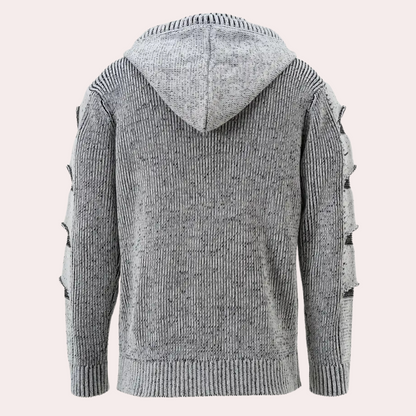 Cardigan à Capuche Boutonné en Tricot pour Homme