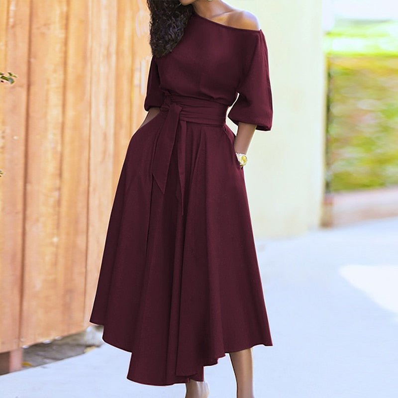 Robe Midi A ligne avec Détail Noeud pour Femmes