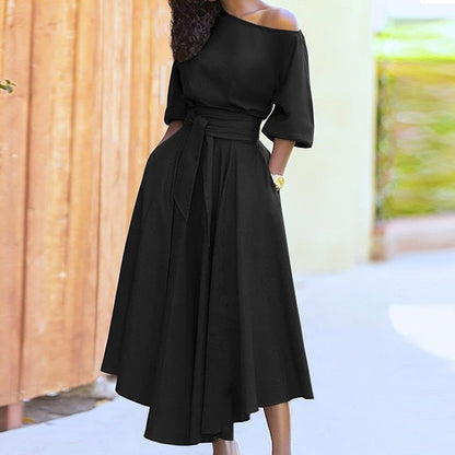 Robe Midi A ligne avec Détail Noeud pour Femmes