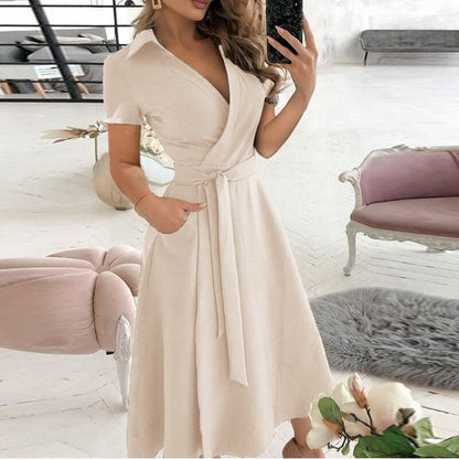 Robe Midi A ligne avec Détail Noeud pour Femmes