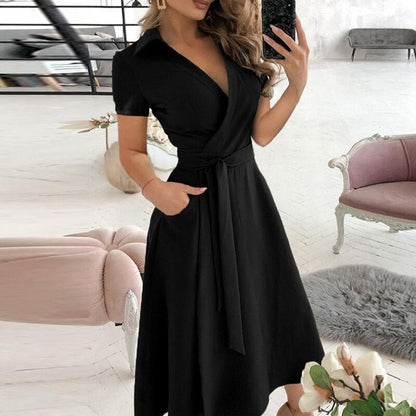 Robe Midi A ligne avec Détail Noeud pour Femmes