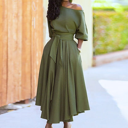 Robe Midi A ligne avec Détail Noeud pour Femmes