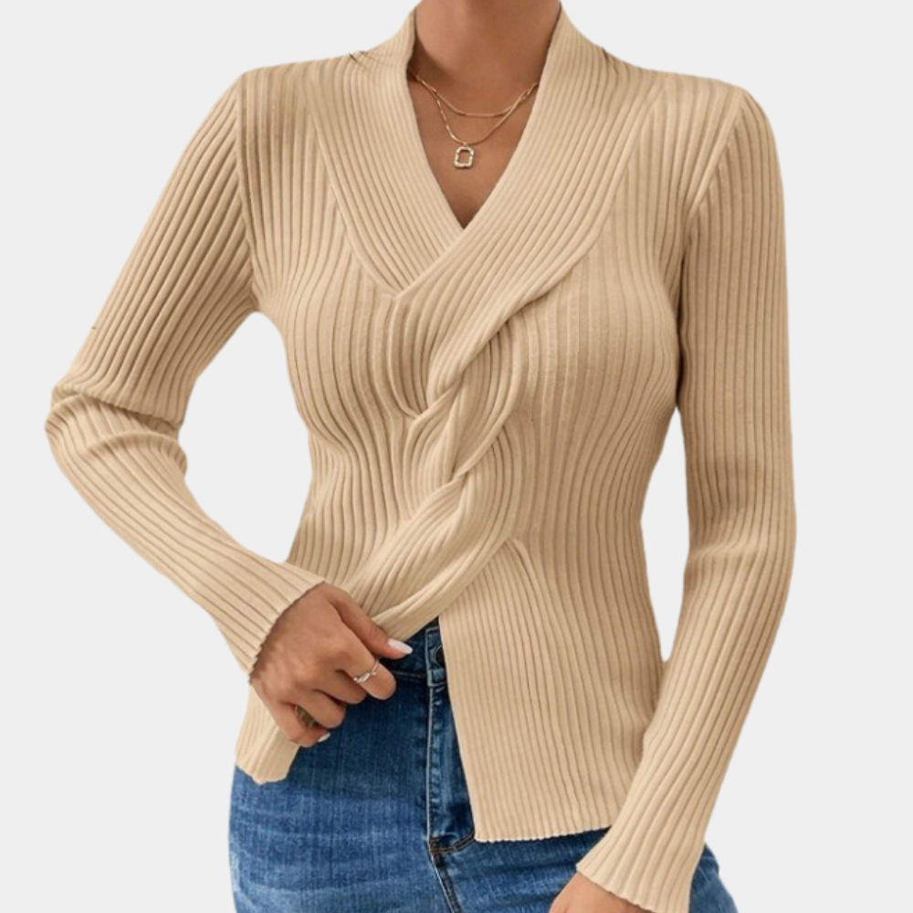 Pull Femmes V-neck Tissé Stylé et Elegante