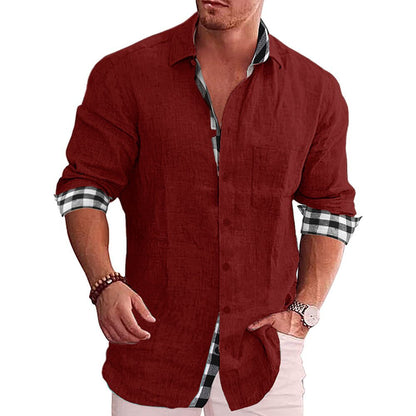 Chemise Boutonnée en Coton Manches Longues pour Homme